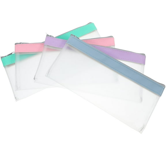 GOOHOCHY 4pcs Transparent Money Pouch With Zipper For Cash Envelopes And Checks Storage For Budgeting And Safe Bank