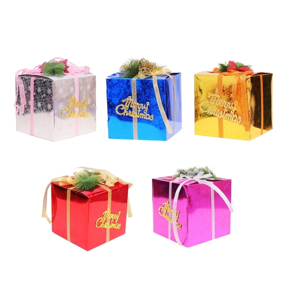 GOOHOCHY 5 PCS Decoration Eve Christmas Gift Box Shop Window Decorations