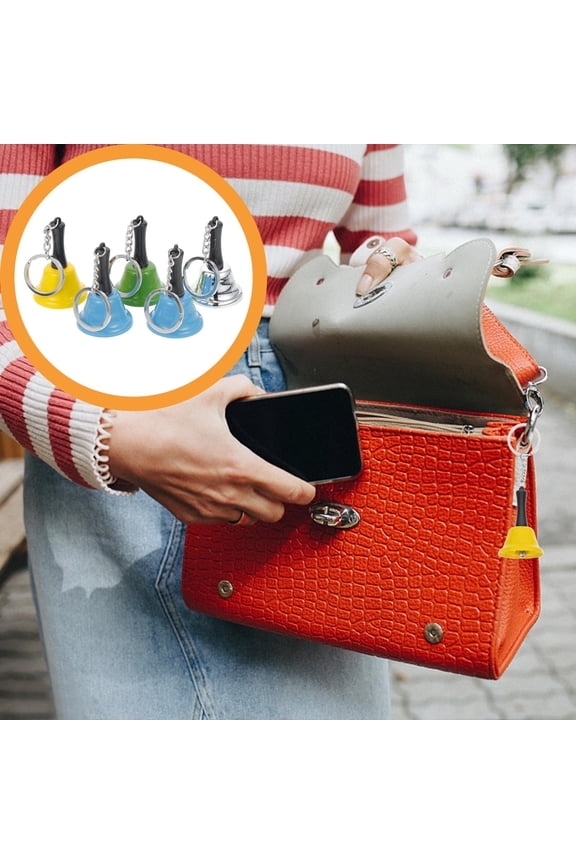 Mini Handbell Keychain Set, 5 Metal Bells Ornament, Portable 2.41.61.6in for Decoration &