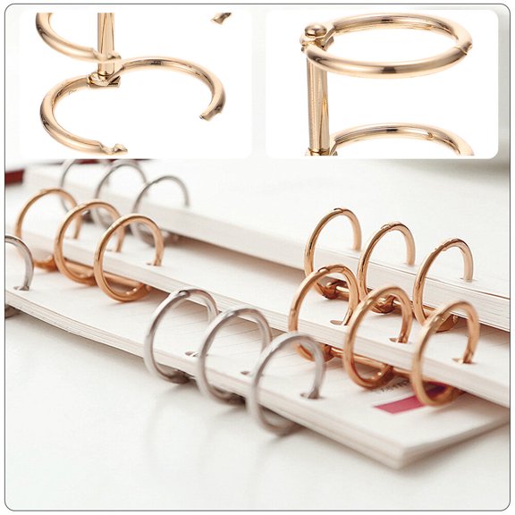 GOOHOCHY 5-Pack Metal Buckle Leaf File Folders with College Ruled Notebook Design, Golden Finish