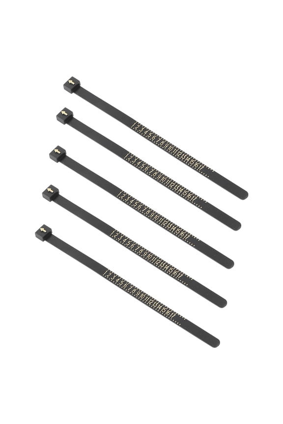 5 Pcs Ring Ruler Key Sizer Mandrel Measuring Measurer Rings Black