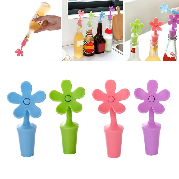Mobutofu 5Pcs Dishwasher Safe Silicone Wine Stoppers Assorted Colors Non Stick Bottle Caps for Bar