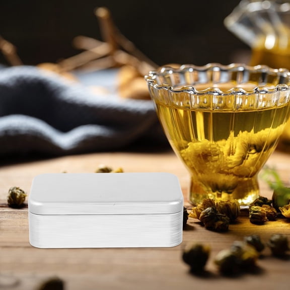 GOOHOCHY 5 Pcs Storage Tins Square Brushed Small Iron Box Travel 10.90X6.30X3.30CM Silver