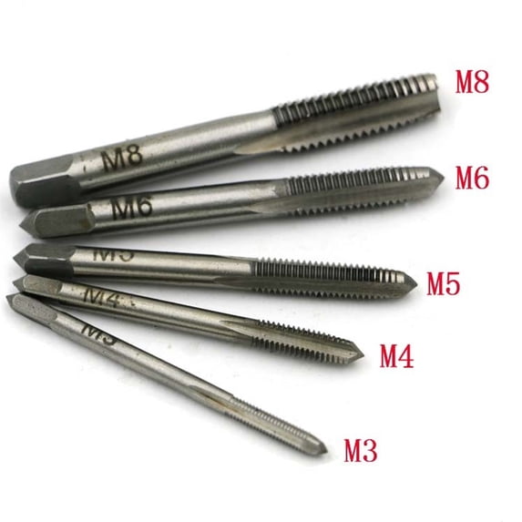 GOOHOCHY 5 Pcs Tap Set Spiral Pointed Screw Thread Metric Plug Taps