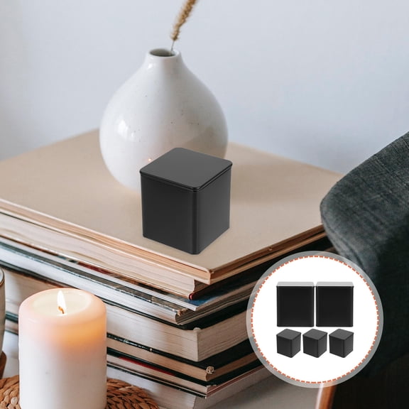 GOOHOCHY 5 Pcs Tea Tins for Bags Storage Square Container Travel Black