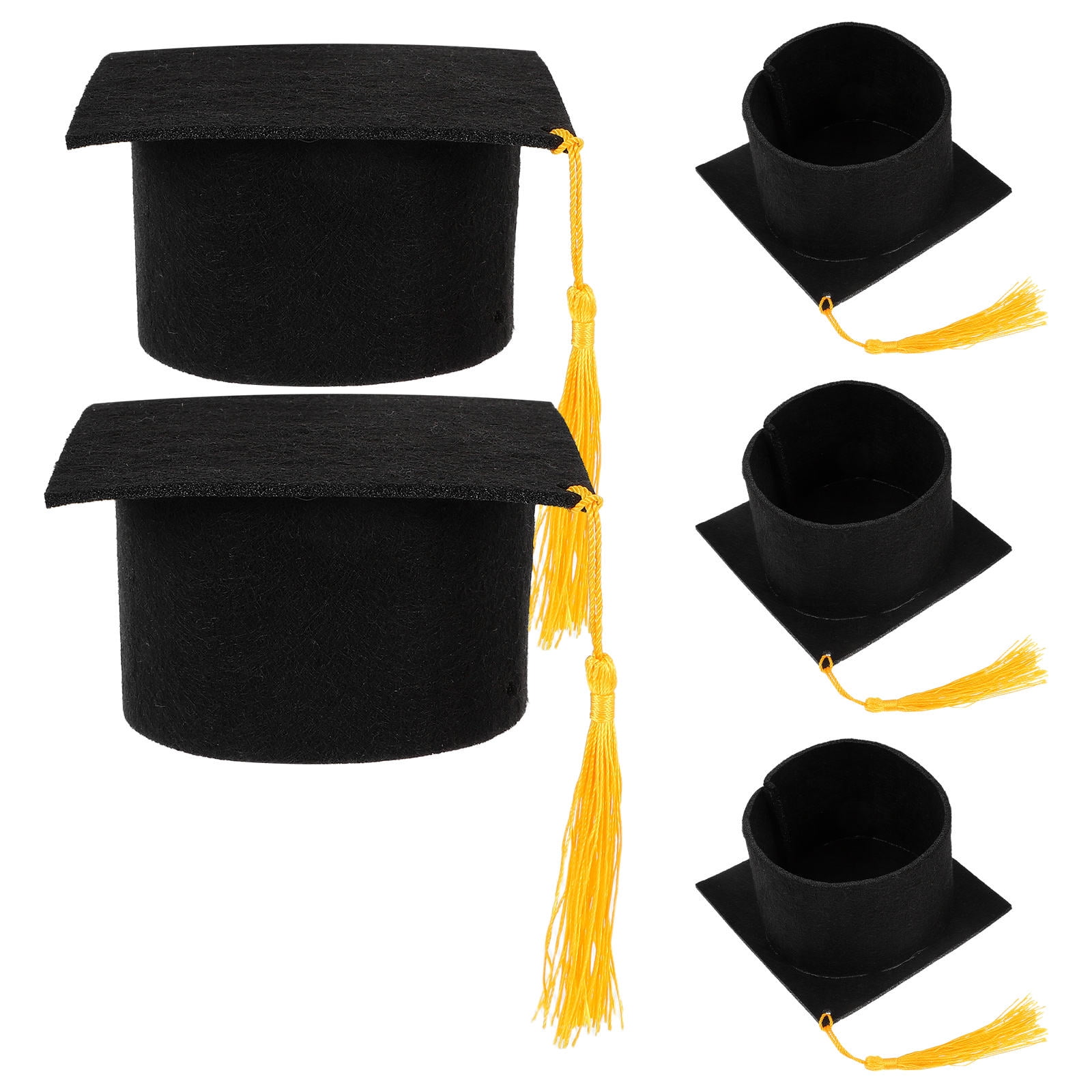 GOOHOCHY 5 Pcs Tiny Grad Caps Toppers School Graduation Party Felt Cloth Hat
