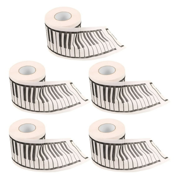 GOOHOCHY 5 Rolls Piano Printed Tissue Paper Party Toilet Paper Face Tissue Paper Towel Roll for Bathroom Home