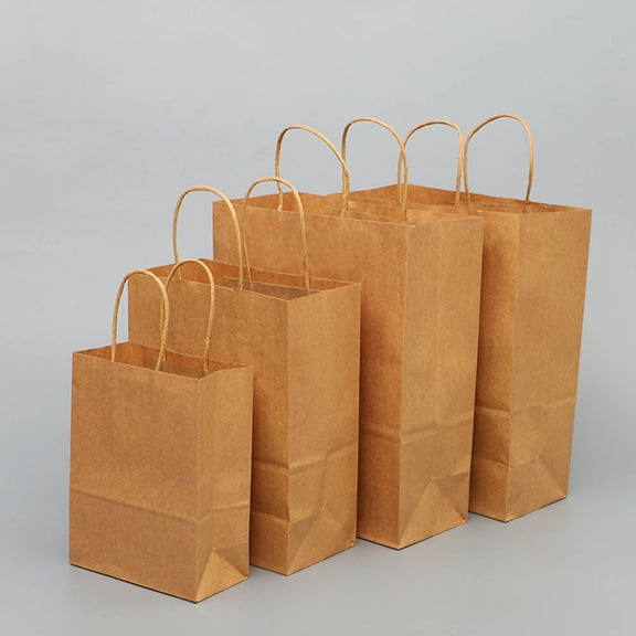 Mobutofu Recyclable Paper Bags Storage Carrier Bag Light Brown 50PCS