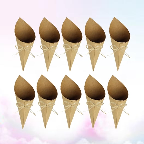 Mobutofu Flower Cones Bouquets Conical Light Brown Paper 50Pcs
