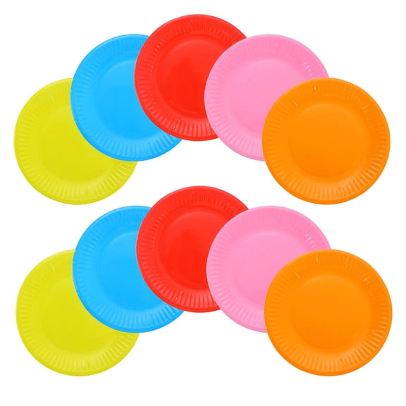 GOOHOCHY 50-Pack Disposable Plastic Plates, Child-Friendly, Practical and Sturdy Paper Trays for Everyday Use