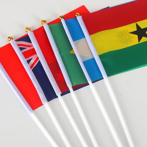 GOOHOCHY 50 Pcs Hand Waving Flag Flagpole for Party Festive Handheld Poles