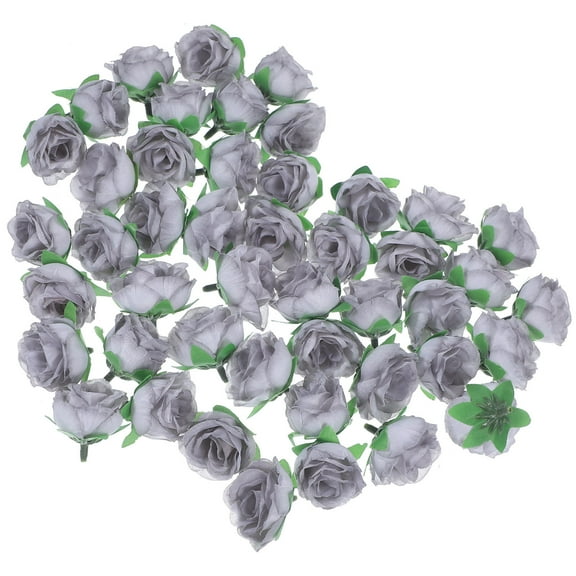GOOHOCHY 50 Pcs Para Artificial Flower Heads Silk Rose Grey Roses