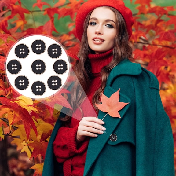 GOOHOCHY  50 Pcs Phnom Penh Button Sewing Clothing Buttons for Miss Black