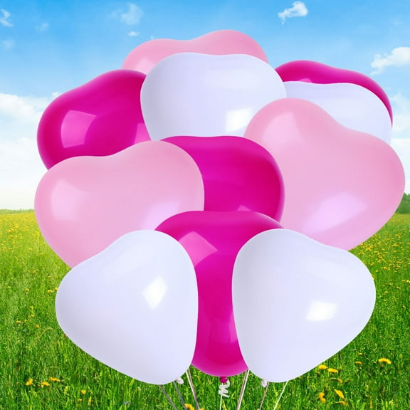 GOOHOCHY 50 Pcs Rose Heart Shaped Balloon Bridal Shower Decorations 11.00X7.00X0.10CM Red