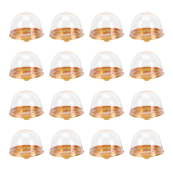 GOOHOCHY 50 Sets Cake Box with Sakura Stickers Cookies Dome Box Pastry Box (Golden)