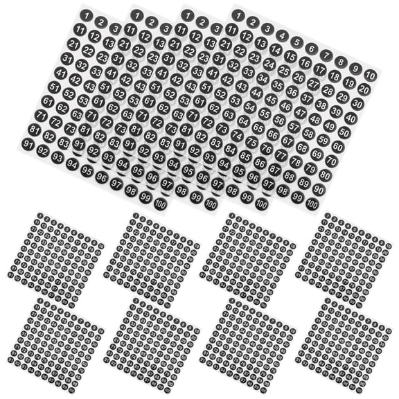 GOOHOCHY 50 Sheets Number Stickers for Clothes Classification Black Round Waterproof
