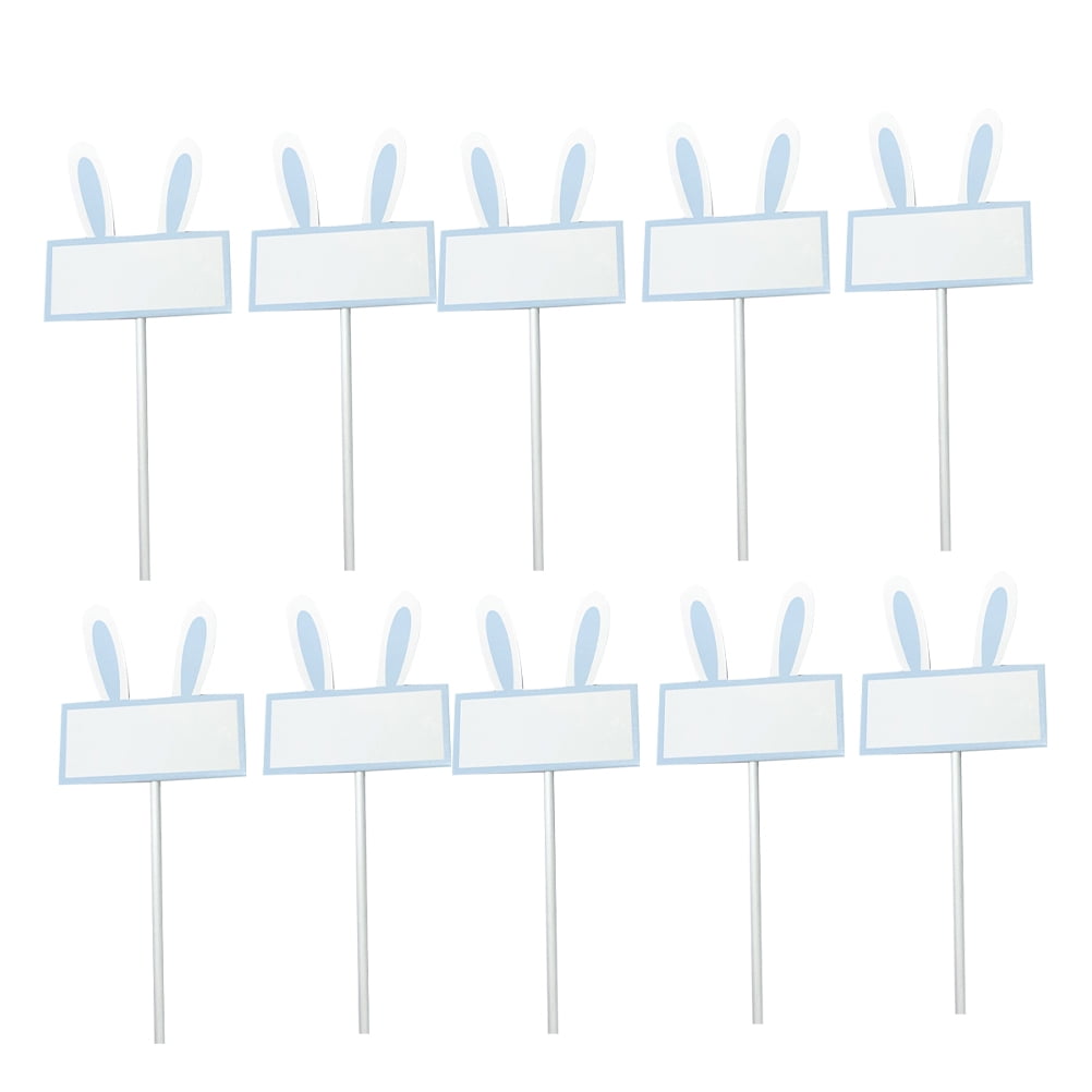 GOOHOCHY 50PCS Easter Cake Toppers Paper Birthday Cake Decorations Cartoon Rabbit Cake Picks Lovely Cake Decor Writable Cake Decorative Plug Cards Blue
