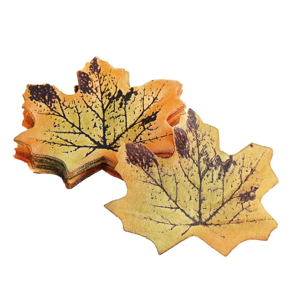 GOOHOCHY 50Pcs Artificial Maple Leaves Cloth Fake Maple Leaves Simulation Props for Party Wedding Decoration (Green & Brown)