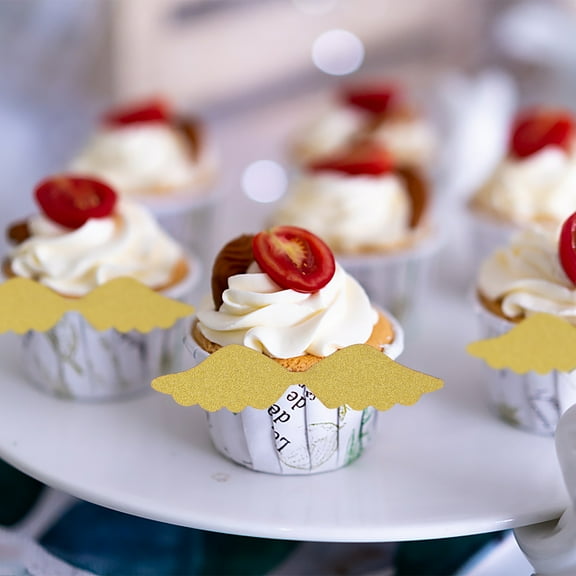 FUTUREORYY Cake Topper Decor Golden 50Pcs 3.9In