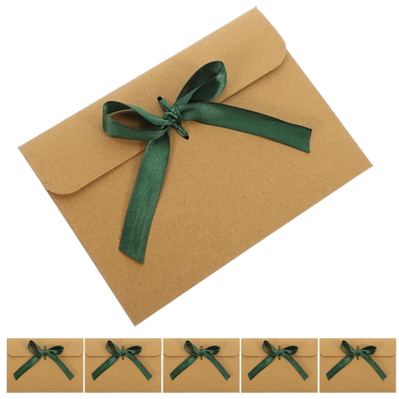 FUEENIRVA 50Pcs Green Kraft Paper Envelopes Multi Function Portable Card Organizers for Office