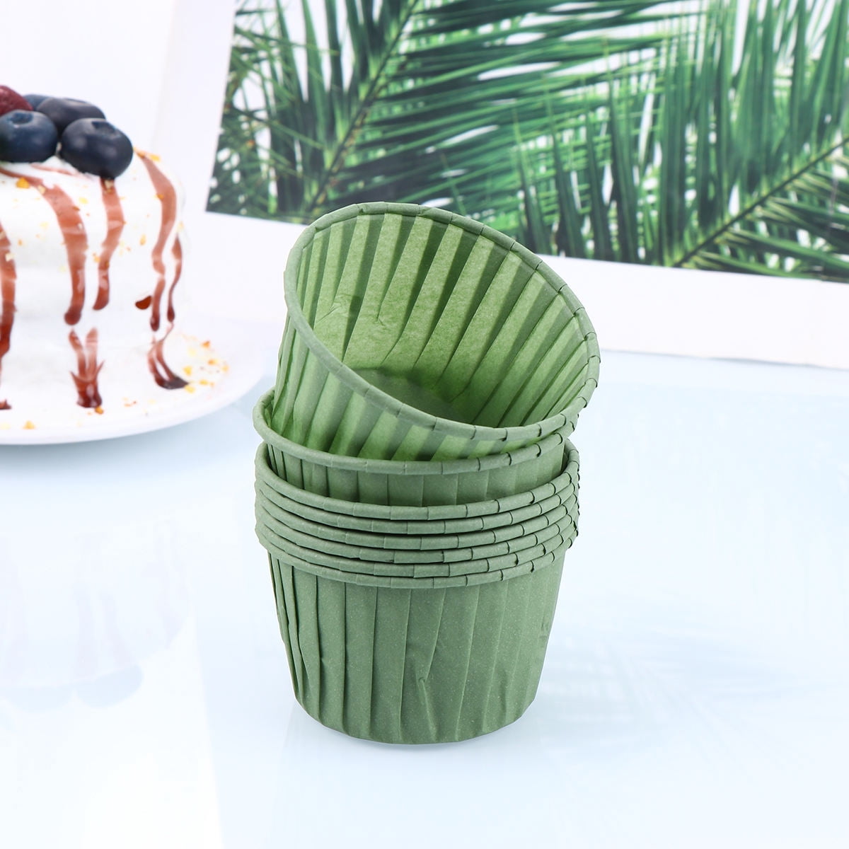 Uxcell Mini Cupcake Liners - 50 Pack, Green, Disposable Greaseproof Paper Baking Cups For Muffins, Desserts, Mother’s Day - View #5