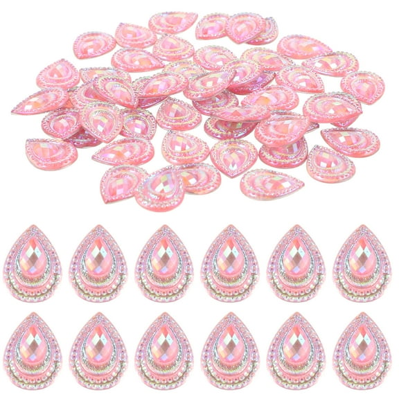 GOOHOCHY 50Pcs Pink Plastic Resin Flatback Rhinestones for Phone Case and Wedding Dress Decoration