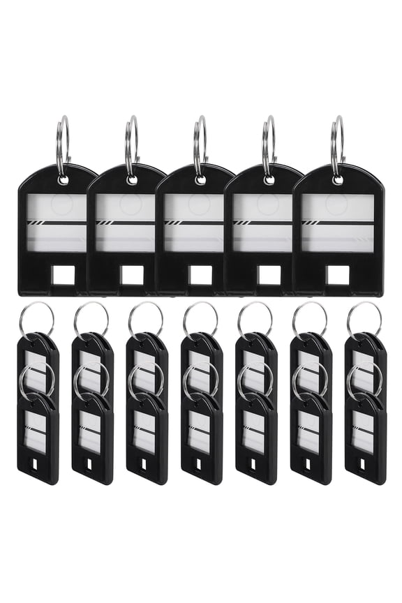 50Pcs Portable Key Labels Black 4.7X1.1In for Key Management Identification Travel Use