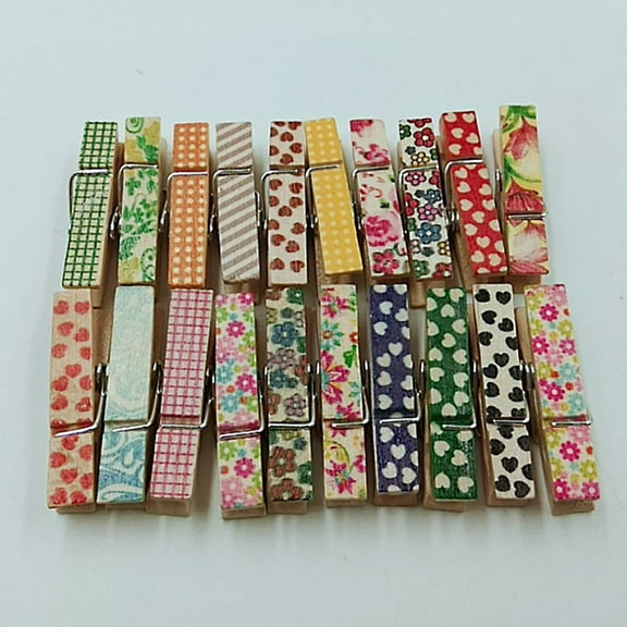 FUEENIRVA Document Clips Wooden Clips Wood Assorted Color 50Pcs for Decorative Fabric Use