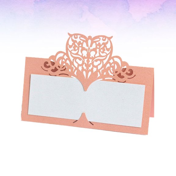 GOOHOCHY 50pcs Iridescent Pink Paper Place Cards for Wedding and Elegant Table Name Cards