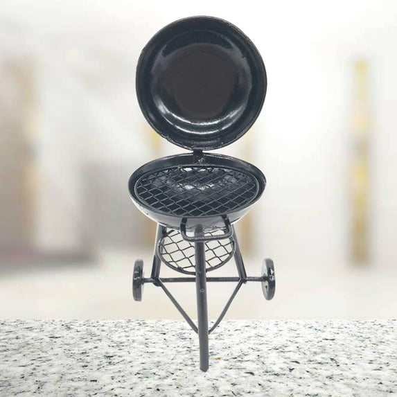 GOOHOCHY Small Portable Grill Circular Iron Grill Black 1Pcs