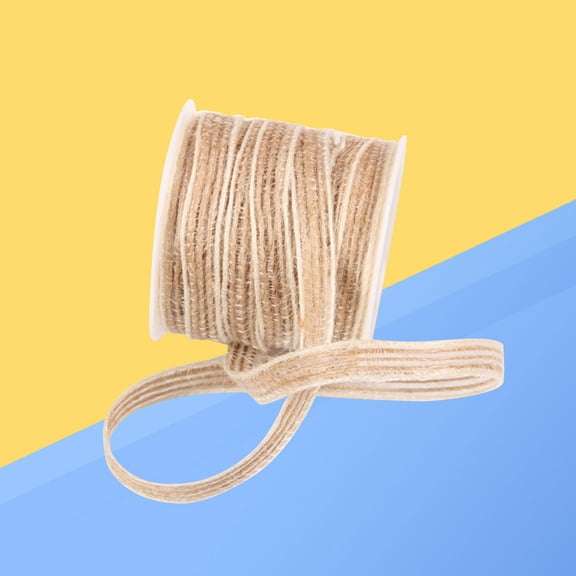 GOOHOCHY 5M Natural Hessian Jute Twine Rope Burlap Ribbon Roll for Arts Crafts Gardening Applications Packing Wedding Party Decoration (7#)