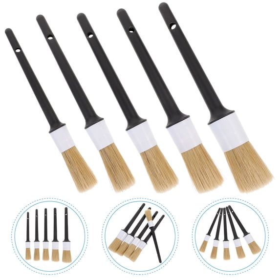 GOOHOCHY 5PCS Car Cleaning Brush Kit for Interior Detailing Bristle Plastic Wood 11.4x1.2x1.2in