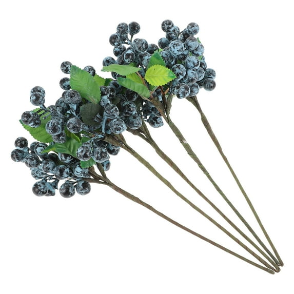 GOOHOCHY 5Pcs Artificial Berry Stems Blue for Christmas and Thanksgiving Decorative Items and DIY Accessories