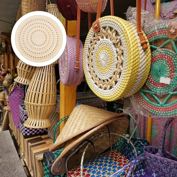 GOOHOCHY 5Pcs Crochet Basket Weaving Wooden Base Khaki for DIY Enthusiasts Projects