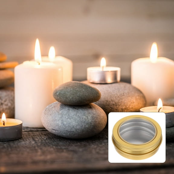 GOOHOCHY 5Pcs Decorative Tins with Lids Aluminium Jars in Square Shape for Diy Handmade Candles 6.8X6.8X2.5Cm