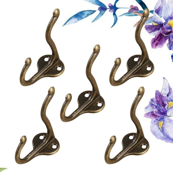 GOOHOCHY 5Pcs European Retro Imitation Copper Hook for Bathroom Home Decor