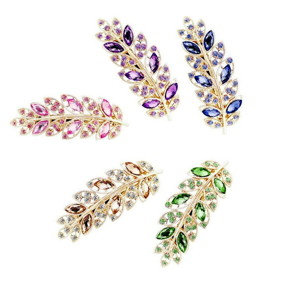 GOOHOCHY 5Pcs Kids Hair Clips Purple Rhinestone For Girls And Women Styling