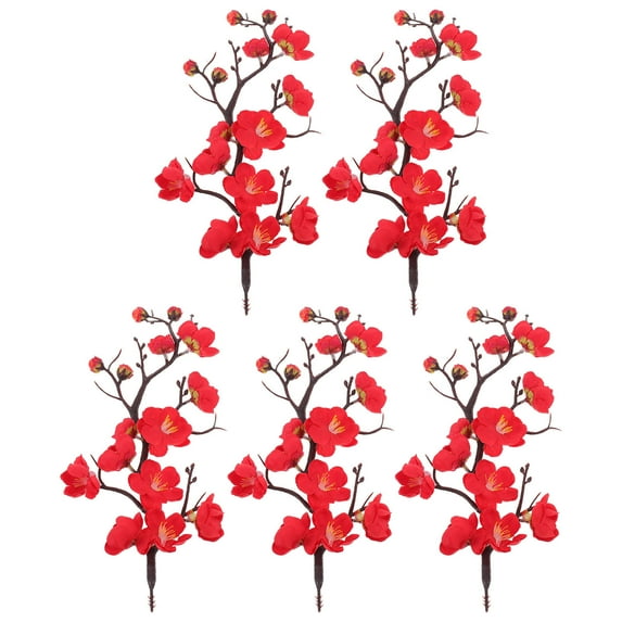 GOOHOCHY 5Pcs Red Simulation Flower Decor For Wedding Party Homeowners Lifelike Artificial Wintersweet