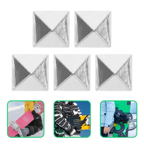 GOOHOCHY 5pcs Snowboard Pad Pyramid Studs Anti Slip Alloy Pad Snowboard Step Pad Snowboard Feet Grip Self Adhesive Snow Board Mat