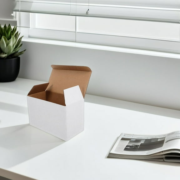 GOOHOCHY 5pcs White Corrugated Cardboard Shipping Boxes for Small Business for Packaging Mailing and Moving Storage Box Mailing Boxes