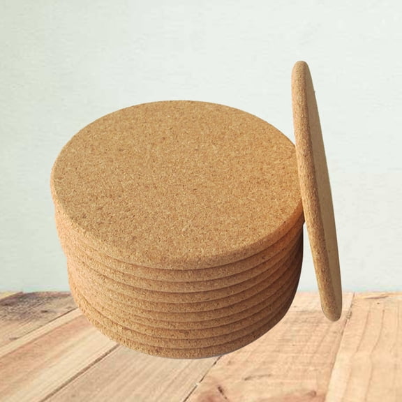 GOOHOCHY 6-Piece Round Cork Set 10x0.5cm for Kitchen, Drinks, and Home Use and Non-