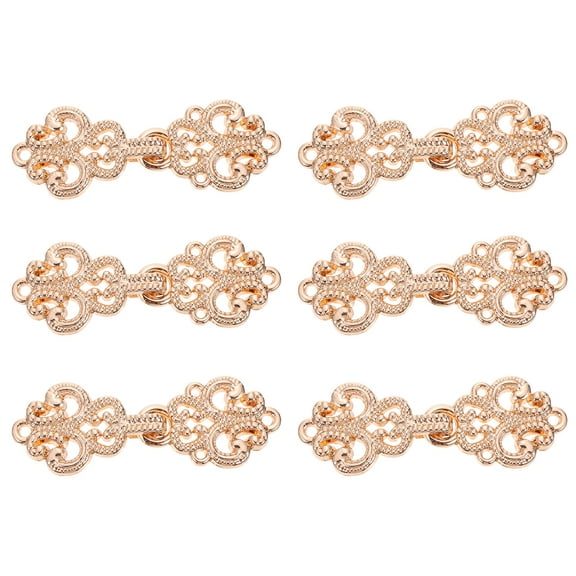 GOOHOCHY 6 Pairs Golden Tufting Buttons for Clothing Closure Vintage Style Chinese Frog Button Closures