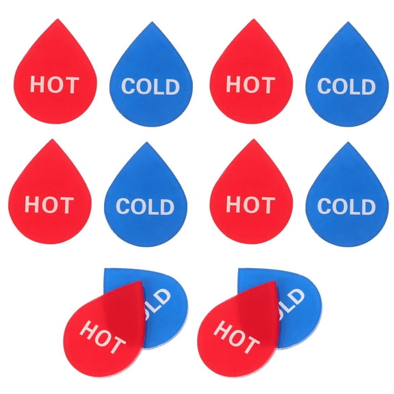 GOOHOCHY 6 Pairs Hot And Cold Water Sign Hot And Cold Indicator Stickers Self-Stick Acrylic Label For Faucet Shower And Bathtub Bathroom Kitchen And Business Use