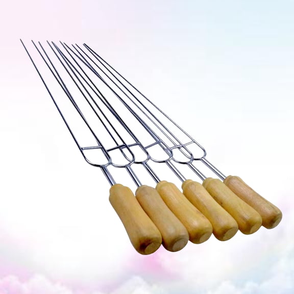 GOOHOCHY 6 Pcs Anti-scalding Baking Sign Meat Grill Fork U-shaped Grill Fork