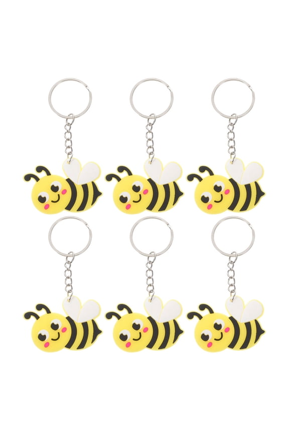 6 Pcs Bee Key Chain Pendant Decorations Small Bumble Purses Child Yellow