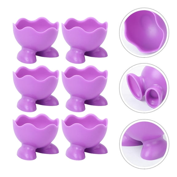 GOOHOCHY  6 Pcs Egg Cups Cute Holder for Fridge Silicone Tray Boiler Reusable