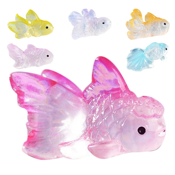 GOOHOCHY  6 Pcs Mini Fish Resin Ocean Animals Figures Tiny Miniature Goldfish