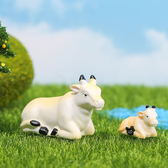GOOHOCHY  6 Pcs Miniature Cow Figurines Garden Landscape Cows Decoration Yellow