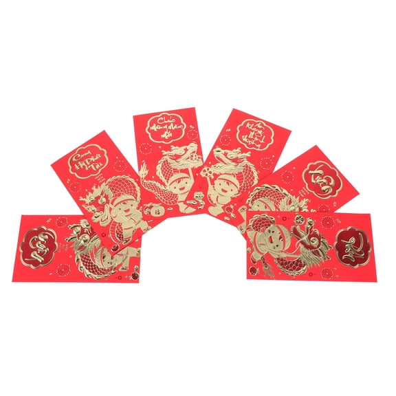FUTUREORYY Year of Dragon Packet Red Envelopes for Birthdays 6Pcs 6.3X3.5X0.08in