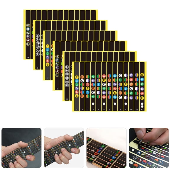 GOOHOCHY 6 Sheets Notes Fretboard Guitar Sticker 16.50X10.00X0.20CM